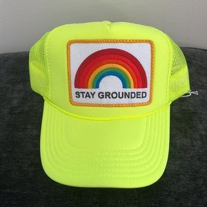 NWT AVIATOR NATION Stay Grounded TRUCKER HAT Neon Yellow